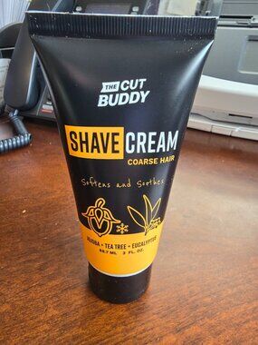 The Cut Buddy Shave Cream Coarse Hair Jojoba Tea Tree Eucalyptus 3oz. NEW NWT